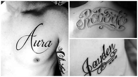 tatuajes en el pecho nombres|30 ideas de TATUAJES DE NOMBRES de hombre/mujer。